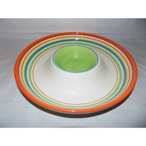 Fresh Decor Ceramic Chip and Dip Serving Bowl 14" Green Festive NEW